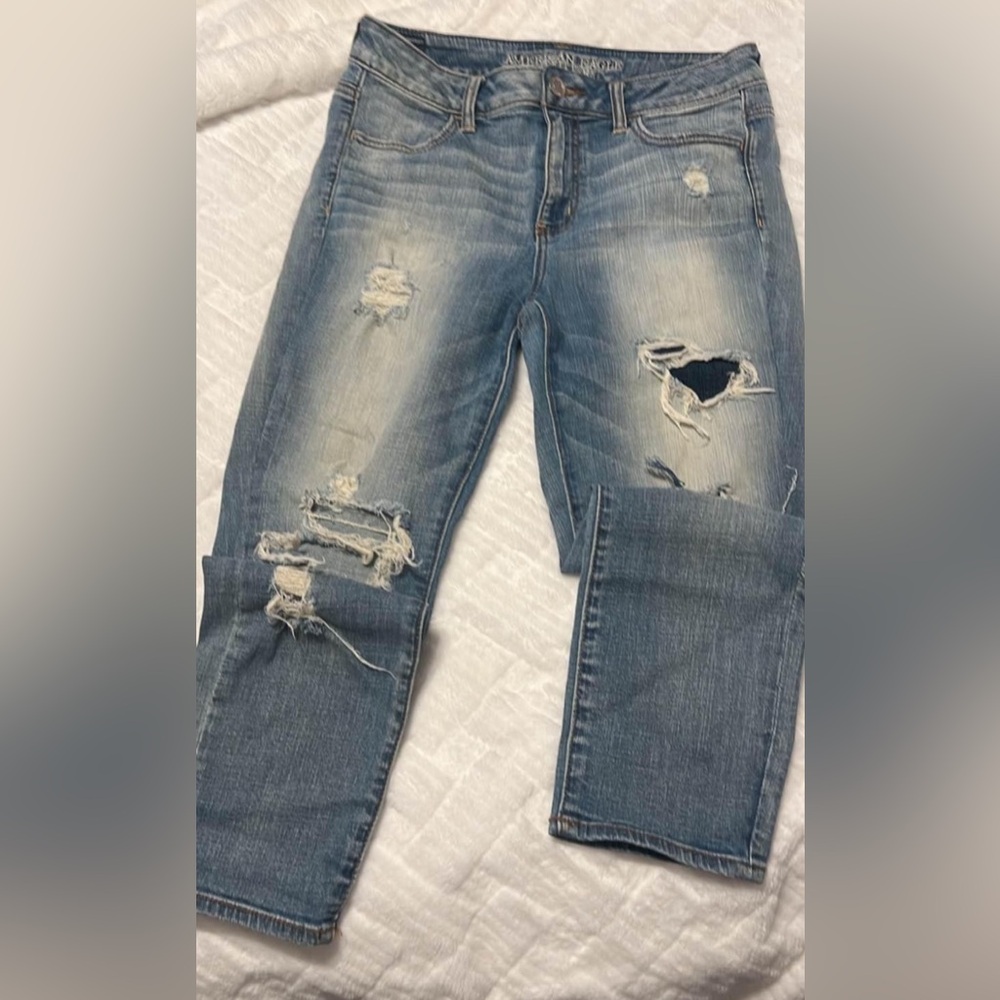 American Eagle hi rise super Stretch Crop 10